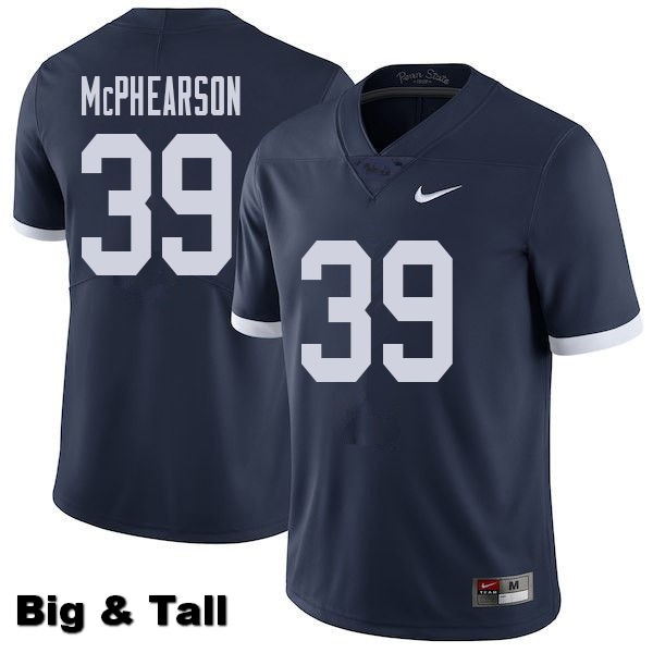 NCAA Nike Men's Penn State Nittany Lions Josh McPhearson #39 College Football Authentic Throwback Big & Tall Navy Stitched Jersey VHA7198OF